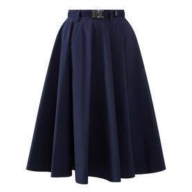High-Rise Belted Flared Skirt