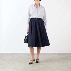 High-Rise Belted Flared Skirt
