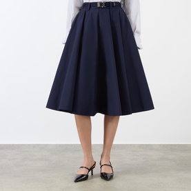 High-Rise Belted Flared Skirt