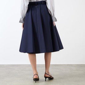 High-Rise Belted Flared Skirt