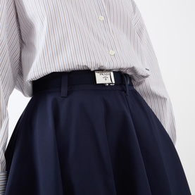 High-Rise Belted Flared Skirt