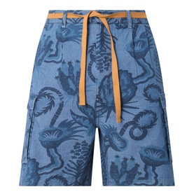 Printed Chambray Cargo Shorts