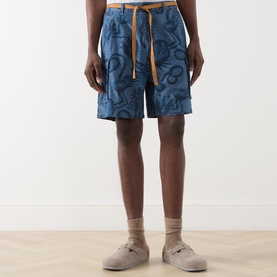 Printed Chambray Cargo Shorts