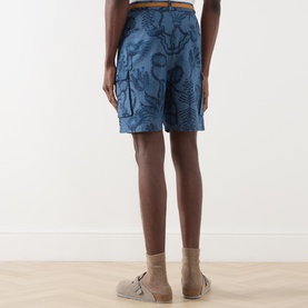 Printed Chambray Cargo Shorts