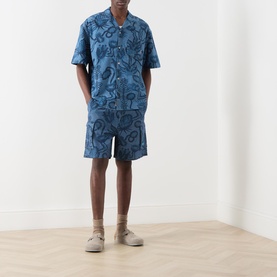 Printed Chambray Cargo Shorts