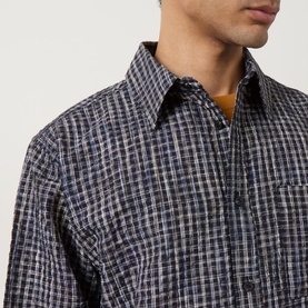Seersucker Check Relaxed Casual Shirt