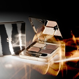 Sisley Phyto-Eye Palette in Tender Toffee, open compact revealing four warm brown eyeshadows, with branded box alongside