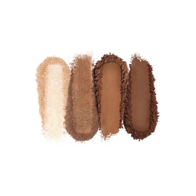 Sisley Phyto-Eye Palette in Tender Toffee, four eyeshadow swatches from ivory shimmer to deep brown matte