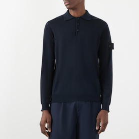 Logo Fine Knit Polo Sweater
