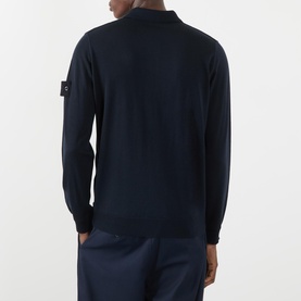 Logo Fine Knit Polo Sweater