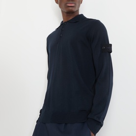 Logo Fine Knit Polo Sweater