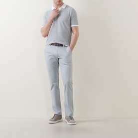 Structured-Knit Polo Sweater