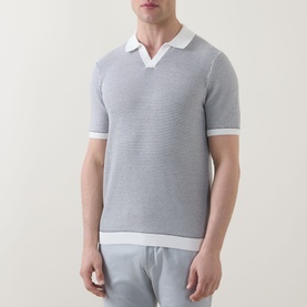 Structured-Knit Polo Sweater