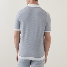 Structured-Knit Polo Sweater