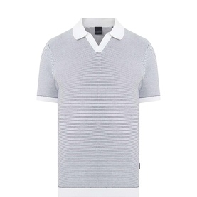 Structured-Knit Polo Sweater