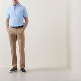 Collarless Logo Polo Shirt