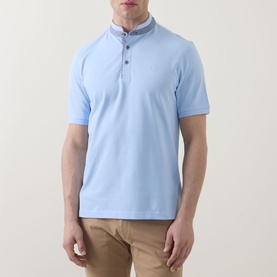 Collarless Logo Polo Shirt