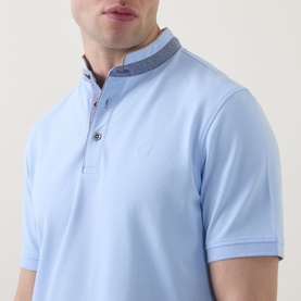 Collarless Logo Polo Shirt