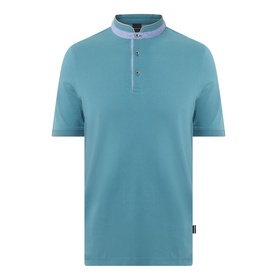 Collarless Logo Polo Shirt