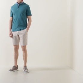 Collarless Logo Polo Shirt