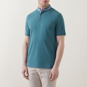 Collarless Logo Polo Shirt
