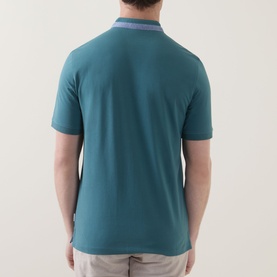 Collarless Logo Polo Shirt
