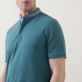 Collarless Logo Polo Shirt