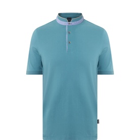 Collarless Logo Polo Shirt
