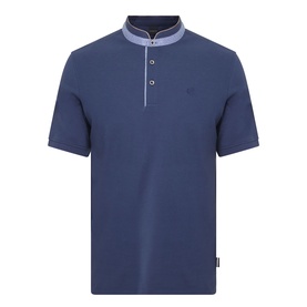 Collarless Logo Polo Shirt