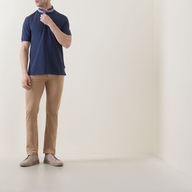 Collarless Logo Polo Shirt