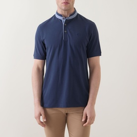 Collarless Logo Polo Shirt