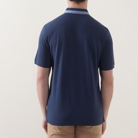 Collarless Logo Polo Shirt