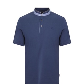 Collarless Logo Polo Shirt