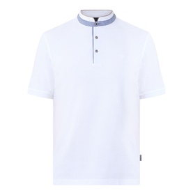 Collarless Logo Polo Shirt