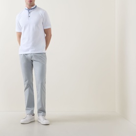 Collarless Logo Polo Shirt