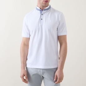 Collarless Logo Polo Shirt