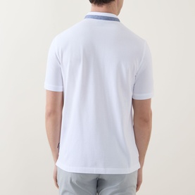 Collarless Logo Polo Shirt