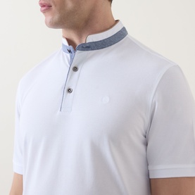 Collarless Logo Polo Shirt