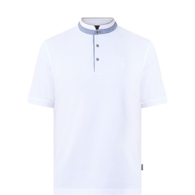 Collarless Logo Polo Shirt