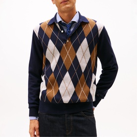 Flag Logo Argyle Rugby Sweater