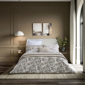 Alba/Maira Duvet Set Charcoal & Tan