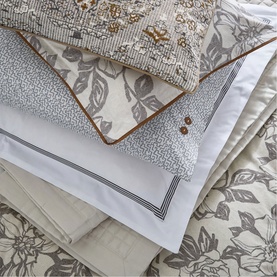 Alba Maira Pillowcase Pair Charcoal & Tan