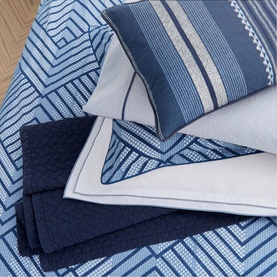 Kayah Liyana Square Pillowcase Pair Indigo & Charcoal