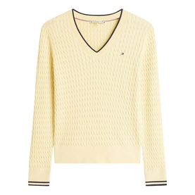 Logo Flag Cable Knit Sweater