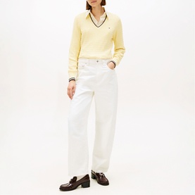 Logo Flag Cable Knit Sweater