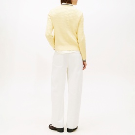 Logo Flag Cable Knit Sweater