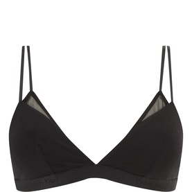 Calvin Klein Sheer Mesh Triangle Bra in black, wireless with soft triangular cups, sheer mesh detail, double adjustable shoulder straps