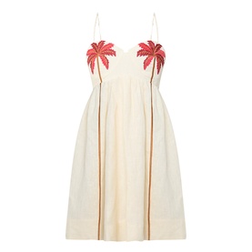 Coconut Tree Embroidered Mini Dress