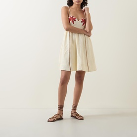 Coconut Tree Embroidered Mini Dress