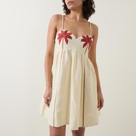 Coconut Tree Embroidered Mini Dress